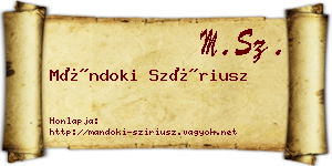 Mándoki Szíriusz névjegykártya